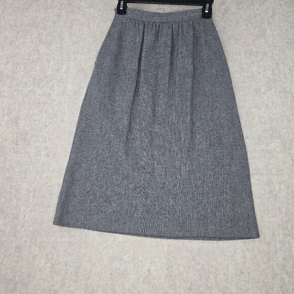 Gray Wool Blend Midi Skirt Classic A-Line Style Size 5 Elegant Textured Fabric - Picture 2 of 10